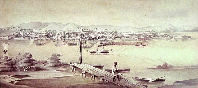 Herrmann Wendroth: Vista de Porto Alegre a partir das ilhas do Guaíba, c. 1852