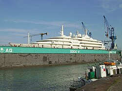 The Al Salamah in the floating dock of MWB Motorenwerke Bremerhaven