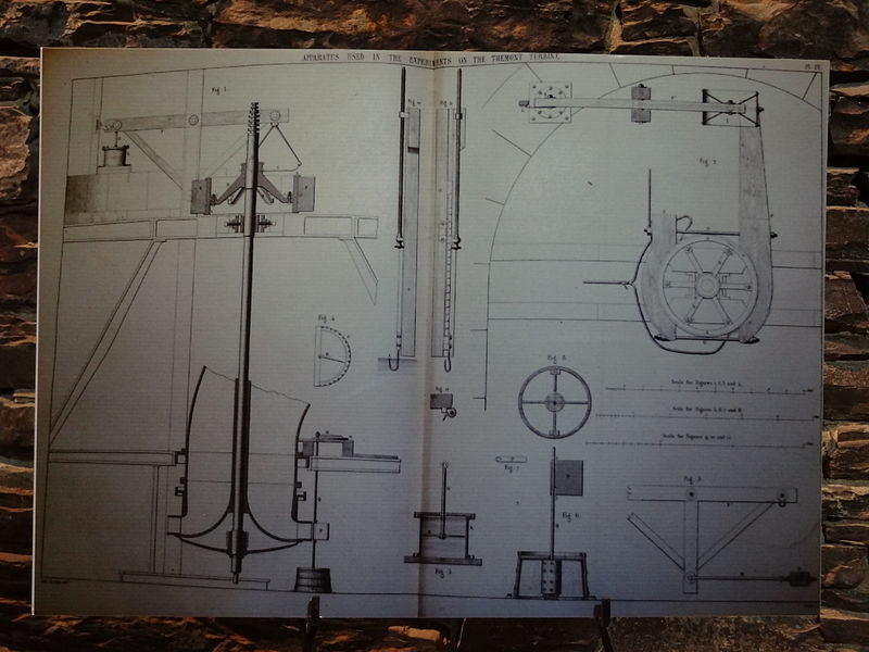 File:'Apparatus Used in the Experiments on the Tremont Turbine' technical drawing, detail; Lowell, MA; 2012-05-19.JPG