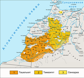 Das Verbreitungsgebiet der Tamazight-Sprachen auf der Karte des Atlas-Sprachgebiets