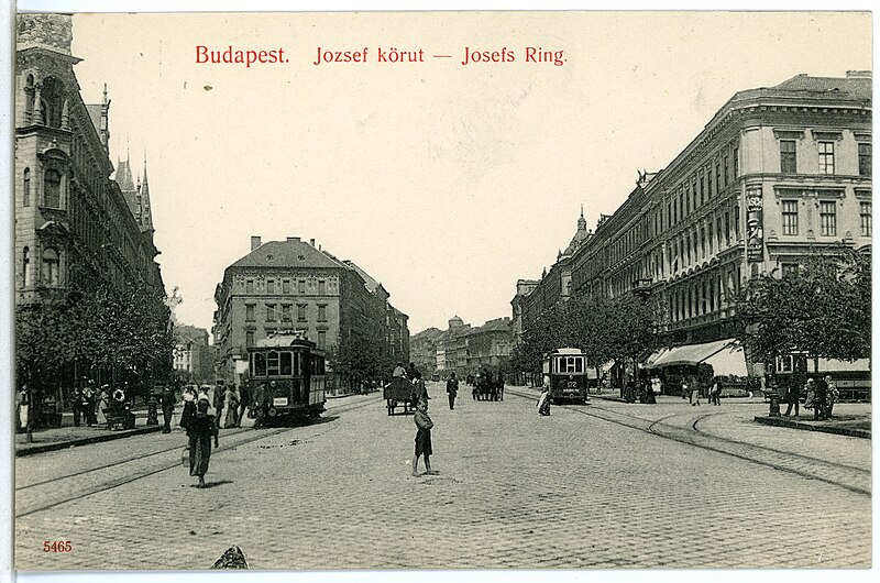 File:05465-Budapest-1904-Josefsring mit Straßenbahnen und Fuhrwerken-Brück & Sohn Kunstverlag.jpg