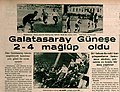 6 Haziran 1938 tarihli Haber gazetesinde Güneş'in 1938 yılı Türkiye Futbol (Milli Küme) Şampiyonluğu
