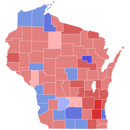 2010 United States Senate election in Wisconsin results map by county.svg