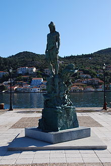 Odysseus' statue in Vathy.