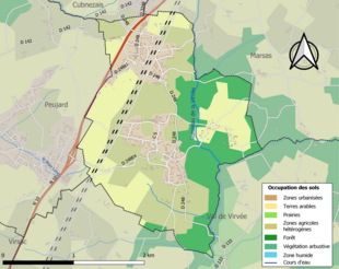 Barevná mapa znázorňující využití půdy.