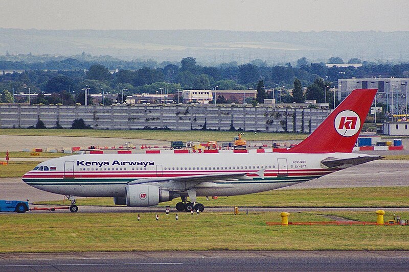 File:5Y-BFT A310-304 Kenya Aws LHR 30JUN99 (5730235273).jpg