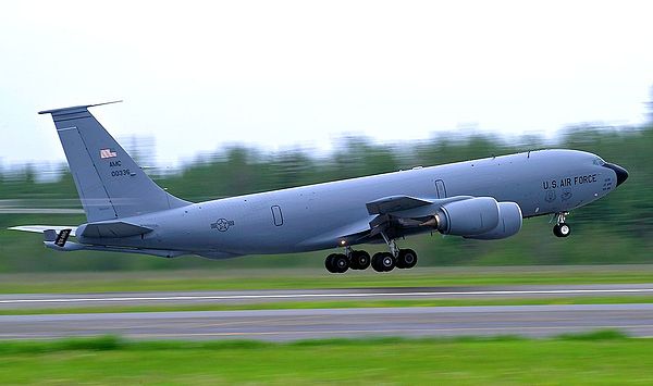 931st Air Refueling Group KC-135 Stratotanker takes off from Eielson AFB during Exercise Red Flag Alaska