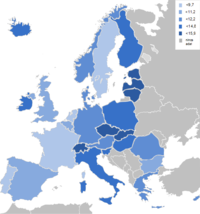 A hasnyálmirigyrák kor-standardizált incidenciája Európa férfi lakossága körében (2008) 100 000 főre viszonyítva