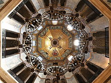 The Barbarossa chandelier under the dome of the Octagon Aachen Cathedral Barbarossaleuchter 03.jpg