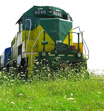 Engine 4046 hauled salt from the mine in Goderich, Ontario