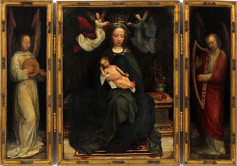 File:Adriaen Isenbrant - Triptych Madonna Enthroned with music-making angels.jpg
