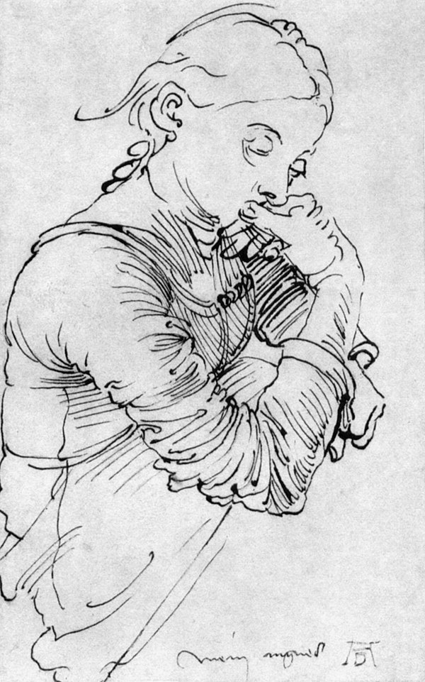 Dürer's sketch of his wife Agnes Frey (1494)