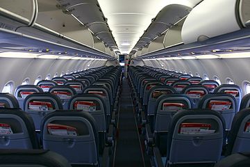 Air Berlin 3-3 economy cabin, looking forward