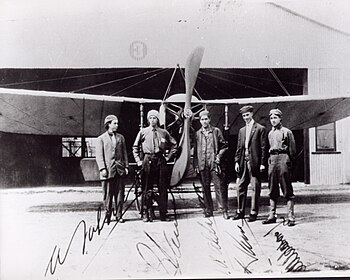 Five Mexican pilots that attended the Moissant School of aviation. From Left: Alberto Salinas Carranza, Gustavo Salinas Camiña, Juan Pablo Aldasoro Suárez, Horacio Ruiz Gaviño, Eduardo Aldasoro Suárez.