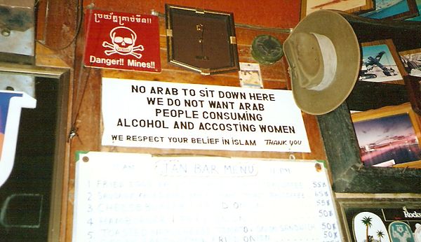 Anti-Arab sign in Pattaya Beach, Thailand