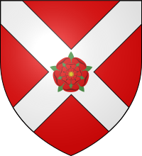 Arms of Edward Nevill, Baron Bergavenny: Gules, a saltire argent charged with a rose of the field (barbed and seeded proper). These are his paternal arms of Neville differenced by a rose, the symbol of a 7th son. These arms are borne today by his descendants the Neville Marquesses of Abergavenny Arms of Neville, Marquess of Abergavenny.svg