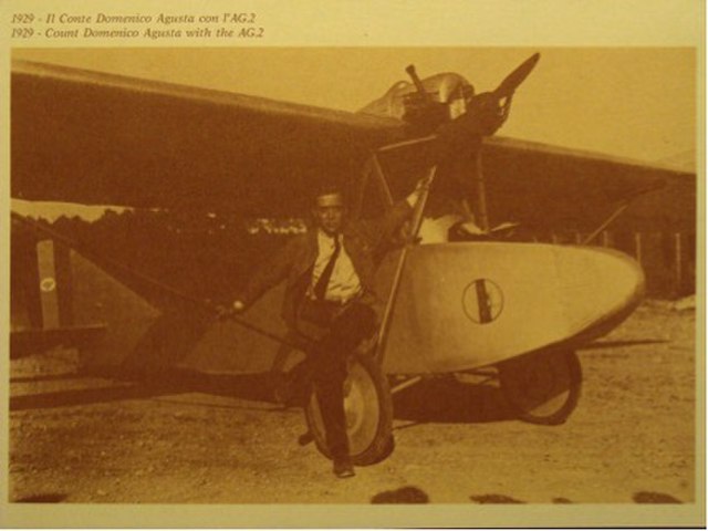 Domenico Agusta standing by an Agusta AG.2 monoplane