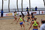 Deutsch: Beachhandball Europameisterschaften 2019 (Beach handball Euro); Tag 3: 4. Juli 2019 – Frauen, Hauptrunde Gruppe II, Ukraine-Italien 2:0 (20:16, 20:16) English: Beach handball Euro; Day 3: 4 July 2019 – Women Main Round Group II – Ukraine-Italy 2:0 (20:16, 20:16)
