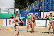 Deutsch: Beachhandball Europameisterschaften 2019 (Beach handball Euro); Tag 2: 3. Juli 2019 – Frauen, Vorrunde Gruppe D, Ukraine-Deutschland 2:0 (23:22, 32:24) English: Beach handball Euro; Day 2: 3 July 2019 – Women Preliminary Round Group D – Ukraine-Germany 2:0 (23:22, 32:24)