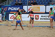 Deutsch: Beachhandball Europameisterschaften 2019 (Beach handball Euro); Tag 2: 3. Juli 2019 – Frauen, Vorrunde Gruppe D, Ukraine-Deutschland 2:0 (23:22, 32:24) English: Beach handball Euro; Day 2: 3 July 2019 – Women Preliminary Round Group D – Ukraine-Germany 2:0 (23:22, 32:24)