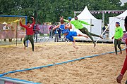 Deutsch: Beachhandball bei den Olympischen Jugendspielen 2018; Tag 6, 12. Oktober 2018; Jungen, Platzierungssspiel Ränge 7-8 – Venezuela-Italien 2:0 English: Beach handball at the 2018 Summer Youth Olympics at 12 October 2018 – Boy's Placement Match 7-8 – Venezuela-Italy 2:0