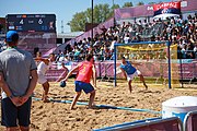 Deutsch: Beachhandball bei den Olympischen Jugendspielen 2018 in Buenos Aires; Tag 7, 13. Oktober 2018; Jungen, Halbfinale – Spanien-Kroatien 2:1 English: Beach handball at the 2018 Summer Youth Olympics in Buenos Aires at 13 October 2018 – Boys Semifinal – Spain-Croatia 2:1 Español: Handball de playa en los Juegos Olimpicos de la Juventud Buenos Aires 2018 en 13 de octubre de 2018 – Semifinales de chicos - España-Croacia 2:1