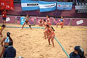 Deutsch: Beachhandball bei den Olympischen Jugendspielen 2018; Tag 5, 10. November 2018; Mädchen, Hauptrunde - Kroatien-Argentinien 1:2 English: Beach handball at the 2018 Summer Youth Olympics at 11 October 2018 – Girls Main Round – Croatia-Argentina 1:2