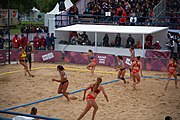 Deutsch: Beachhandball bei den Olympischen Jugendspielen 2018; Tag 5, 10. November 2018; Mädchen, Hauptrunde - Kroatien-Argentinien 1:2 English: Beach handball at the 2018 Summer Youth Olympics at 11 October 2018 – Girls Main Round – Croatia-Argentina 1:2