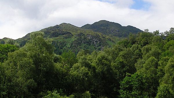 Ben Venue and Achray Forest in the southern park of the Great Trossachs Forest.