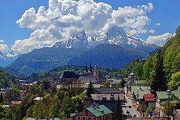 Berchtesgaden with a view of Mount Watzmann in Germany