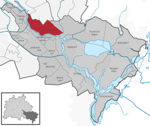 Oberschöneweide sulla mappa di Treptow-Köpenick