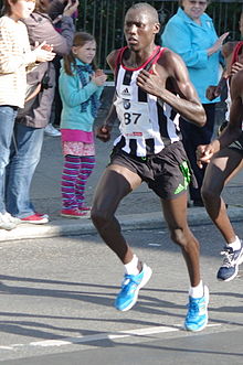 Chemlany running as pacemaker at the 2011 Berlin Marathon Berlin marathon 2011 Stephen Kwelio Chemlany innsbrucker.jpg