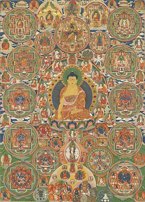 Bhutanese painted complete mandala, 19th century, Seula Gonpa, Punakha, Bhutan