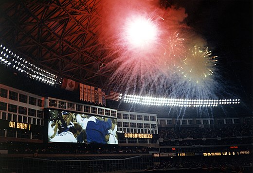 Fireworks in the SkyDome after Carter's home run.