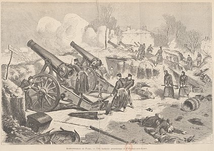 Batterie d'artillerie allemande bombardant Paris