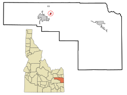 موقعیت در شهرستان بونوویل، آیداهو و ایالت آیداهو
