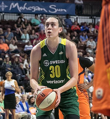 2012 Island tournament MVP, UConn's Breanna Stewart, with the Seattle Storm in 2017 BreannaStewart foulshot.jpg