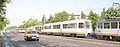 Trams lined up on Timişoara Boulevard, Bucharest , Romania