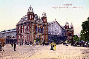 A budapesti „Nyugoti” pályaudvart ábrázoló, 1909. szeptember 12-én feladott képeslap