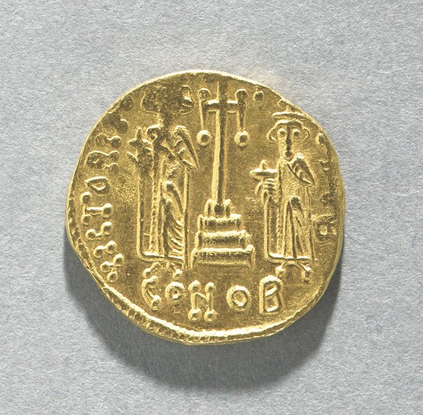 File:Byzantium, 7th century - Solidus of Constans II and Constantine IV with a Cross Potent on Three Step - 2012.22.b - Cleveland Museum of Art.tif