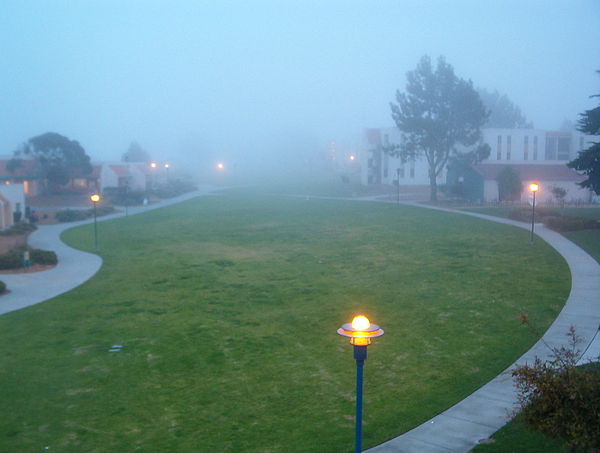 The fog for which Marina is famous can cover the entire campus.