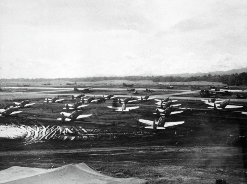 File:Cactus Air Force aircraft at Henderson Field, Guadalcanal, circa in 1942 (74250534).gif