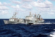 HMAS Success refuelling HMAS Canberra in 1988 Canberra Success.jpg