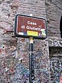 Das Straßenschild der Casa di Giulietta in Verona
