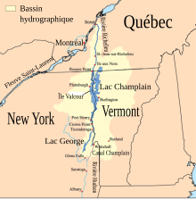 Carte du lac Champlain.