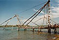 Chinese fishing net in operation in Kochi
