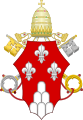 Stemma papale di Paolo VI: tre gigli bianchi in campo rosso