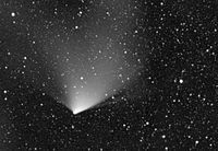 Comet C/2011 L4 (PanSTARRS) with a fan-shaped tail 2013-03-24 17:00UT in Special Astrophysical Observatory of the Russian Academy of Science near the village of Nizhny Arkhyz.