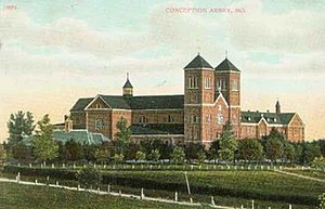 Conception Abbey from 1908 postcard Conception Abbey postcard from 1908.jpg