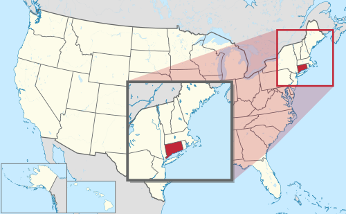 Location of Connecticut on the U.S. map